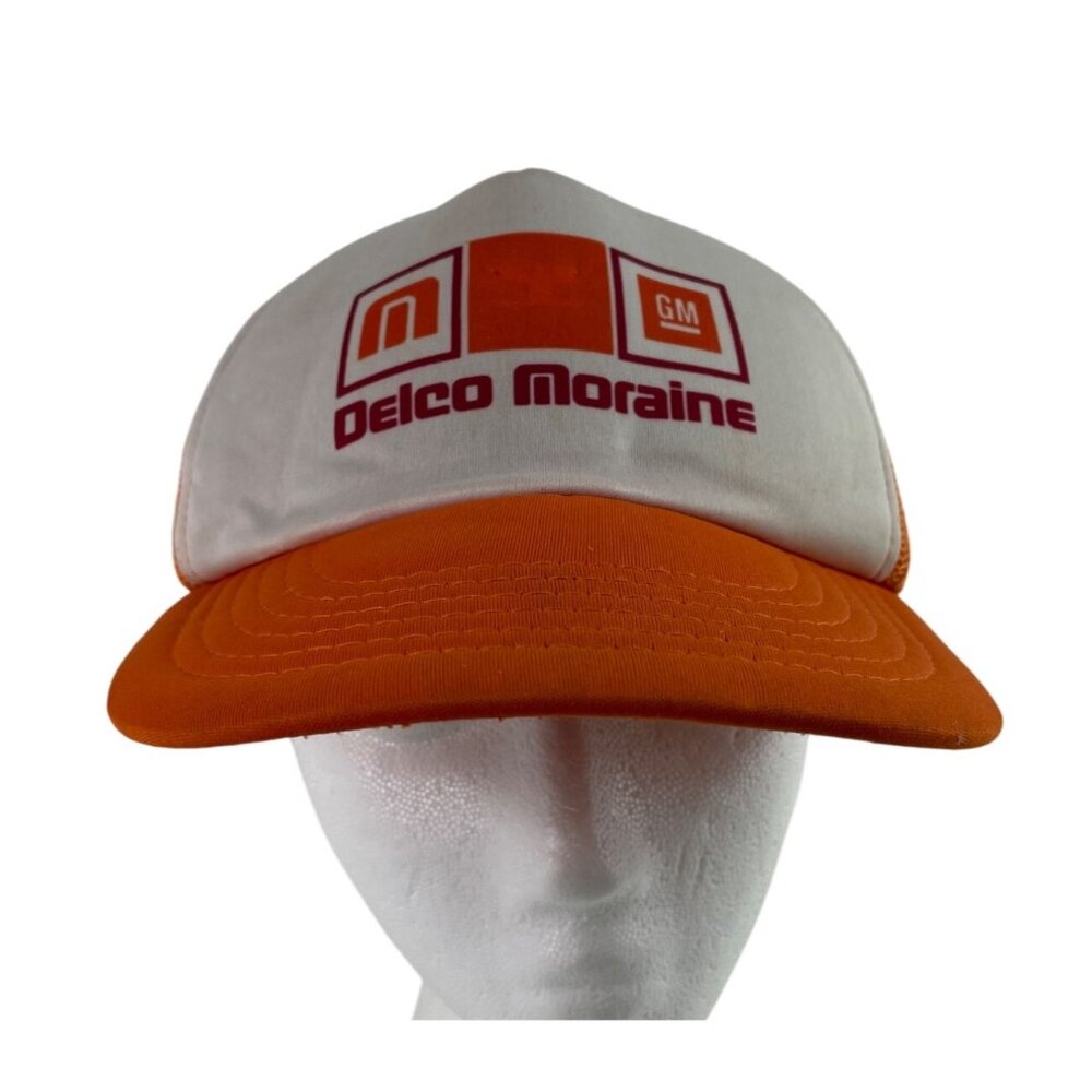 Vintage AC Delco Moraine Orange White Trucker Snapback Hat Cap - Picture 2 of 8